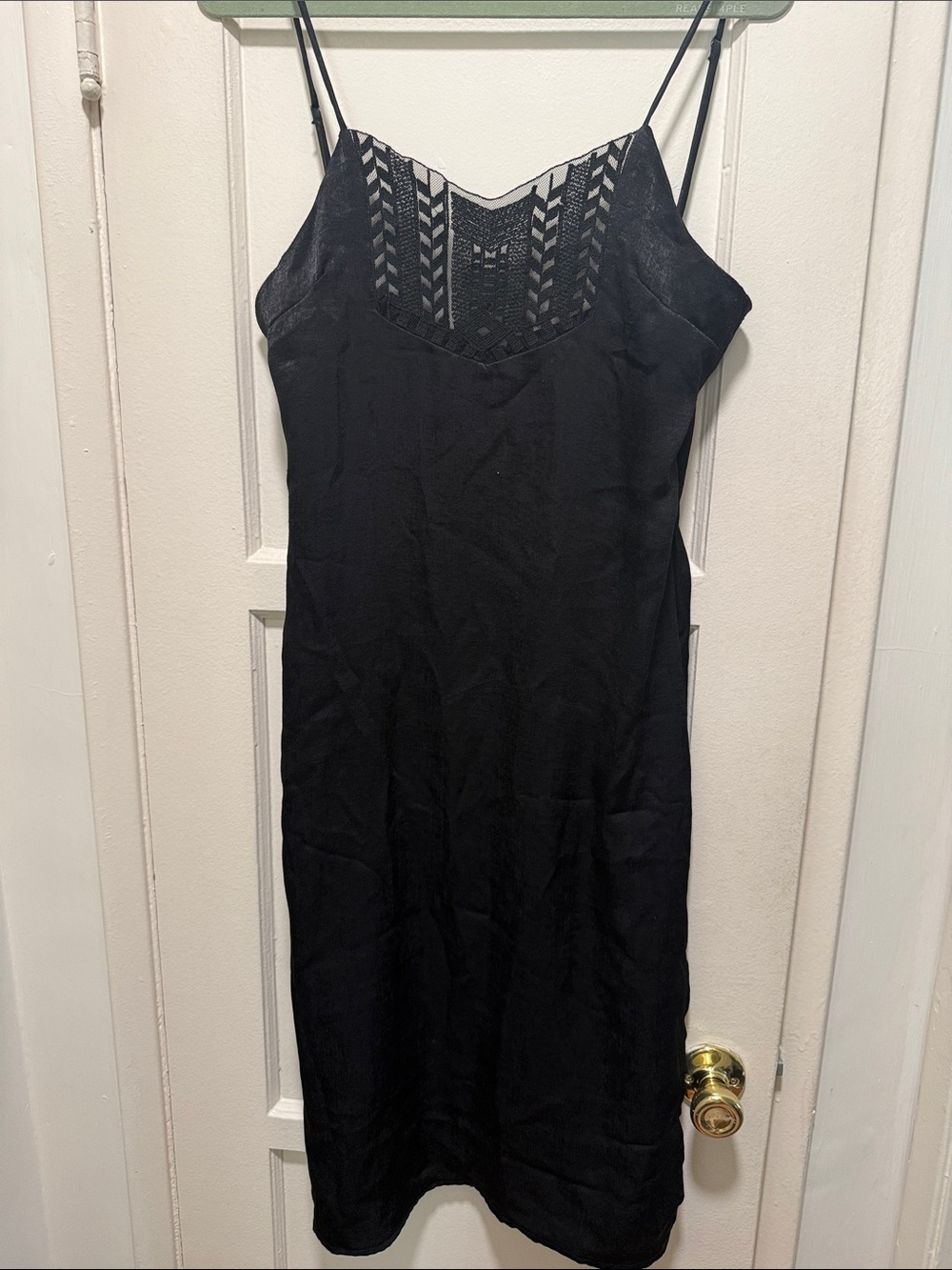 Stillwater Black Lace-Detail Slip Dress size Medium